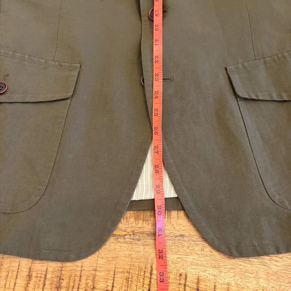 Banana Republic Heritage Safari Blazer Mens 46R Linen Blend Utility Olive Green - Picture 16 of 16
